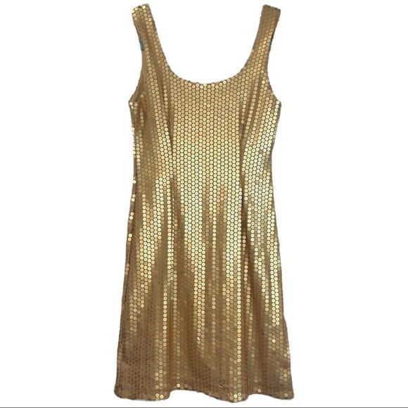 SALE 🔥 NEIMAN MARCUS Dress BAILEY 44 Gold Sequins Size L • NEW WITH TAGS • - Picture 3 of 8